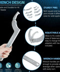 Adjustable Pin Spanner Wrench Set With 9 Piece C Spanner Heads And Changeable Attachments For Suspension And Collar Nut Tweaks, Includes Hook Wrenches And Square And Round Pin Adapters, 3/4 Inch To 3 Inch Range, shown with sturdy pins and adjustable joint for versatile use.