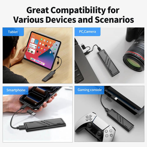 EP1000 1TB Portable External SSD Drive With USB C Lightning Fast Up To 1000MBps Read And 950MBps Write connected to tablet