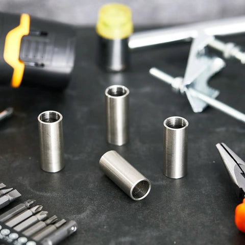 Sixteen Pack Stainless Steel Spacers, 1/2 Inch Outer Diameter, 3/8 Inch Inner Diameter, 1 Inch Length, Unthreaded Round Standoff Bushings