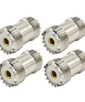 4-pack UHF Female to Female Coaxial Barrel Adapter SO239 Coupler Jack Connector for CB Ham Radio SWR Meter Cable Extension