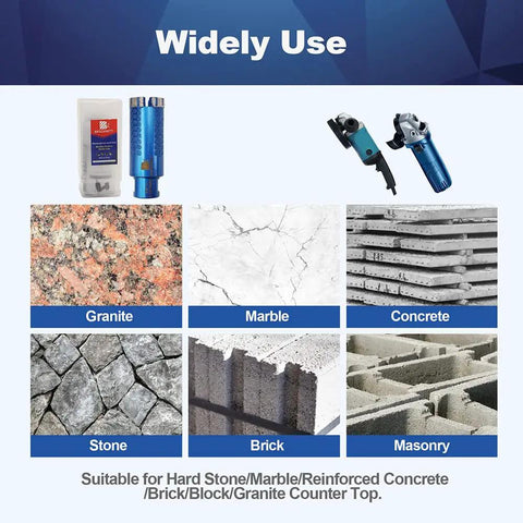 1-1/2 Inch Laser Welded Diamond Core Drill Bit With 5/8-11 Thread For Granite Marble Stone Reinforced Concrete Dry Or Wet Drilling Plus Adapter Included