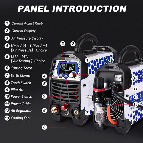Two units of Non-Touch Plasma Cutter With Pilot Arc, One Inch Max Cut And Five Eighth Inch Clean Cut, showing LED display and controls.