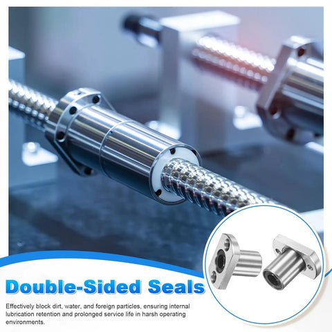 LMH10UU Linear Ball Bearings 10mm bore installed on a shaft for CNC machines, showcasing double-sided seals for durability.