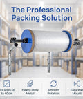 Kickass Wall Mount Bubble Wrap Dispenser With Hella Durable Foldable Steel Frame adjusts for 30 to 150cm rolls in a warehouse.