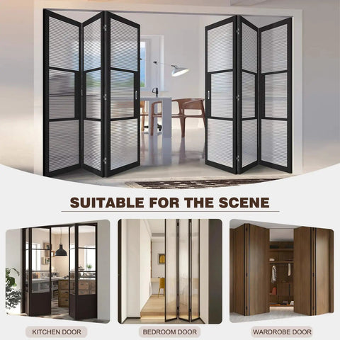 Sturdy Bifold Door Hardware Kit with top and bottom brackets and guide wheel for various doors: kitchen, bedroom, wardrobe.