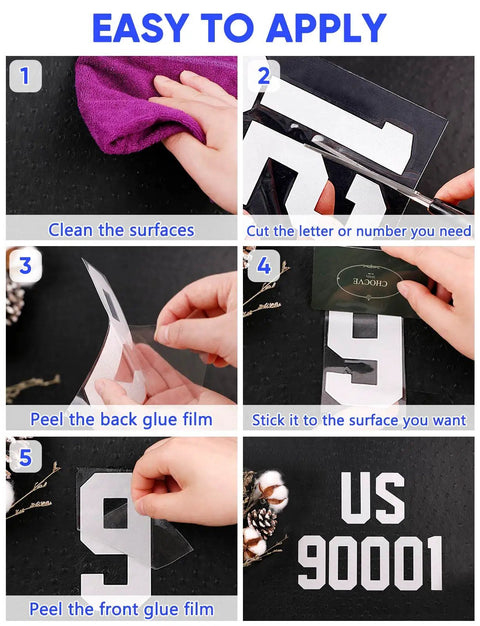 Easy application steps for Reflective Mailbox Numbers And Letters Stickers Decals Set Of 148 Pieces For Outdoor Indoor Address Signs