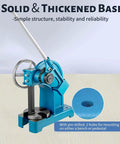 Heavy Duty Two Ton Industrial Arbor Press Ratchet Lever Mandrel Machine With Handwheel Removable Anvil Plate showing solid base and mounting holes.
