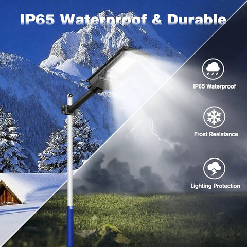 Outdoor Solar Street Light Dusk To Dawn With 3 Modes Motion Sensor Waterproof in snowy landscape