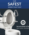 3 Inch Raised Toilet Seat With Grippy Handles For Easy Sitting And Standing, Heavy Duty Construction With Secure Hinges.