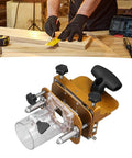 Real Deal 2 In 1 Mortising Jig For Wood Router makes cutting slots and tenons easy, showing stainless steel guide detail.
