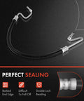 Dodge Ram Power Steering Pressure Hose Line Assembly With O Ring And Bushing Pump To Gear Rack For 1994 Through 2002 Ram 1500 2500 3500 Pickup Direct Fit Replacement Heavy Duty Upgrade shown with barbed end edge and sealing details.