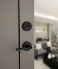 Uptown Matte Black Single Cylinder Deadbolt Lock For Exterior Front Doors With Keyed Entry And Pick Resistant SmartKey Rekey Security