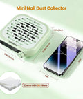 Pocket Sized Nail Dust Collector With 6000 RPM Powerful Suction For Home And Salon, Portable Nail Spa Vacuum next to smartphone