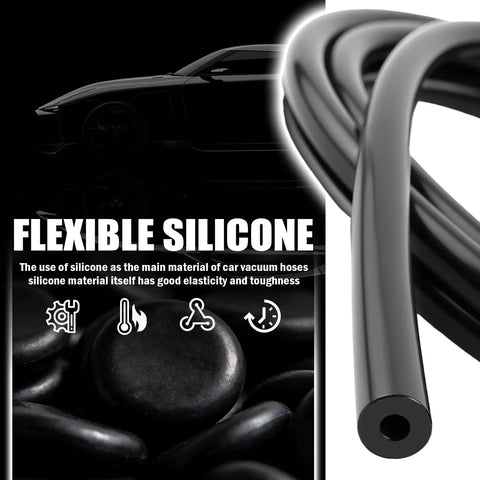 Ultimate Silicone Vacuum Hose Kit For Auto Projects Six Piece Five Foot Set With Six Inner Diameters black hose close-up