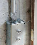 Zinc Alloy Offset Conduit Screw Connectors in use with an electrical box, showcasing installation and material quality.