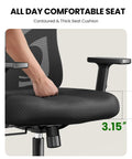 Ergonomic Office Chair With Lumbar Support And 2D Headrest Adjustable Armrests Contoured Seat Cushion Swivel Desk Chair On Wheels