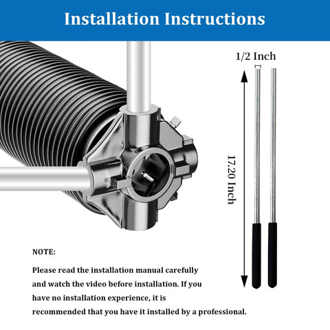 0.207x2in Garage Door Torsion Springs Kit Pair 24in With Non Slip Winding Bars And Gloves Electrophoresis Black Coated