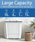 Compact Portable Washing Machine Featuring Heavy Duty Motor And Rapid Clean Cycle With Free Drying Rack Ten Sturdy Hangers Skips Laundromat Grind For Fresh Threads Daily showing large capacity details.