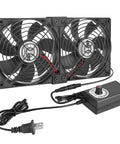 Beefy Airflow Dual 120mm and 240mm AC Computer Fan with variable speed control and power cord for mining rigs and servers