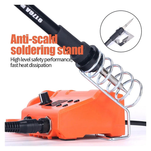 2in1 Soldering Station With Hot Air Gun For Rework And Phone Repair, Pro Grade Dual LCD Temperature Displays, Safe Iron Holder