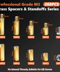 686 Piece Motherboard Standoffs And Spacers Kit M3 Brass And Black Nylon Hex Standoffs And Nuts For PC Building Raspberry Pi Drone PCB Projects Computer Hardware, 268pcs set