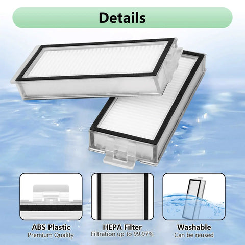4 Pack Washable True HEPA Filters For Roborock Q5 Pro Plus Q7 Max Q8 Max And Plus Series Robotic Vacuums Replacement Parts With Easy Clean High Efficiency Filtration, ABS plastic, washable