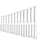 46-Piece Combination Wrench Set With 19 Inch Wrenches And 27 Metric Wrenches, Ranging From 1/4 Inch To 1-1/4 Inch And 6 To 23 Millimeters
