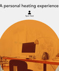 Compact Personal Space Heater With Vortex Heat Circulation on a desk in a small office setup