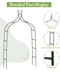 Image showing a sturdy metal garden arbor frame stand arch trellis for climbing plants and wedding backdrop outdoor decor in black coated finish.