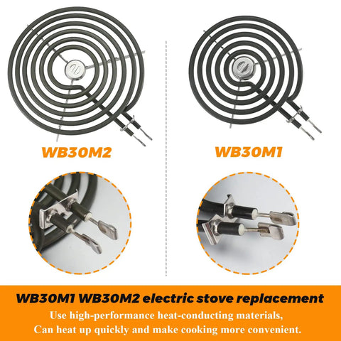 Electric Stove Burner Replacement Kit With Two 6 Inch ERS30M1 Burners And Two 8 Inch ERS30M2 Elements For GE Hotpoint Kenmore