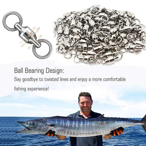 Built Tough Heavy Duty High Strength Ball Bearing Barrel Swivels Connector With Stainless Steel Welded Rings For Saltwater And Freshwater Fishing 25pcs 44lbs, ball bearing swivel set and fish catch