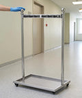 Go-To Floor Standing Mop And Broom Storage Rack For Schools, Factories, And Maintenance Crews - Heavy-Duty Cleaning Tool Holder, Movable Organizer, Keeps Cleaning Supplies Neat, Accessible, Ready To Use. Stainless steel rack on wheels