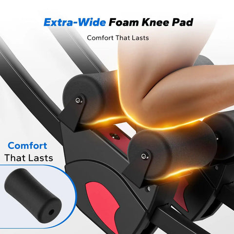 Heavy Duty Adjustable Ab Machine And Upgraded Split Track Core Trainer For Savage Home Workouts featuring extra-wide foam knee pad.