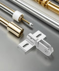 Built Tough Pivot Hinges For Frameless Glass Shower Doors With Upper And Lower Clamp Alloy Construction on metal surface
