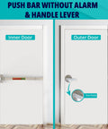 Stainless Steel Emergency Exit Push Bar For Commercial Doors No Nonsense, Panic Exit Device With Alarm, Exterior Locking Lever Trim, Fits Wood And Metal Doors, Gray Finish For Easy Access And Heavy Duty Safety on interior and exterior doors