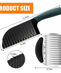 Two-piece crinkle cutter set with stainless steel blades and ridged edges; includes green-handled knife and slicer