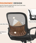Ergonomic Mesh Office Chair For Home Office And Study, All Day Comfort With Lumbar Support, breathable back design shown