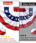 Comparison of Olixmlya 8 Pack Pleated Bunting Flags For Outdoor Use 1.5x3 Ft and other brands highlighting fabric and color quality.