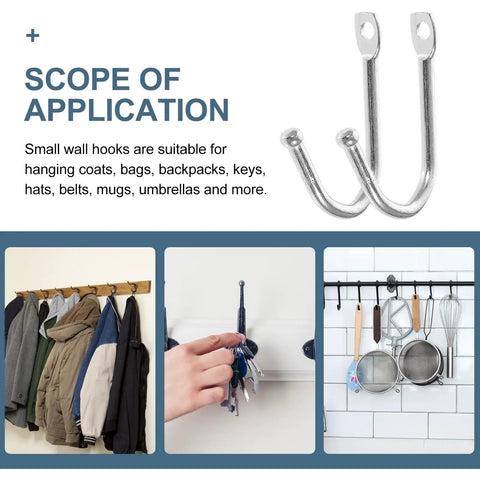 Thirty Pack Mini Iron Wall Hooks With Classic Silver Finish ideal for hanging coats, bags, keys, and backpacks in compact spaces.