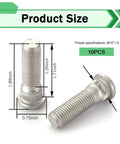 Heavy Duty Rock Solid Wheel Studs M12 By 1.5 Thread 49 Millimeter Long Steel Lug Bolts Rustproof OEM Replacement Auto Parts size dimensions shown.