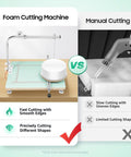 72W Electric Hot Wire Foam Cutter For Tabletop DIY Projects vs manual cutting comparison with smooth and uneven edge results.