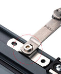 Close-up of Stainless Steel Window Restrictor Stopper For Your Pad Security Keeps Airflow And Light While Lockin Tight installed
