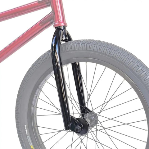 Close-up of a silver 20 Inch BMX Front Fork Crafted From Chromoly Steel For Hardcore Strength And Lightweight Performance