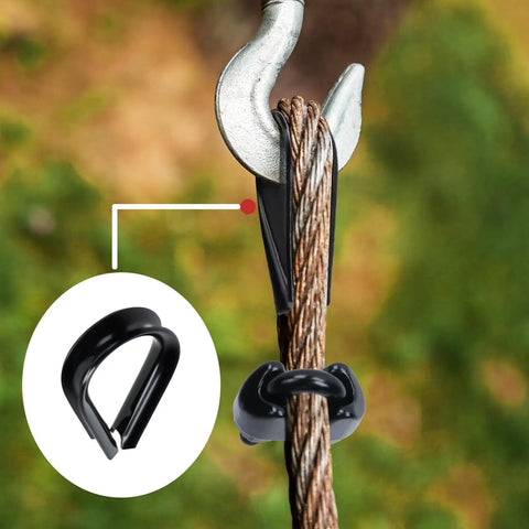 Close-up of 30 Piece Stainless Steel Wire Rope Kit with thimble and cable clip for rigging support
