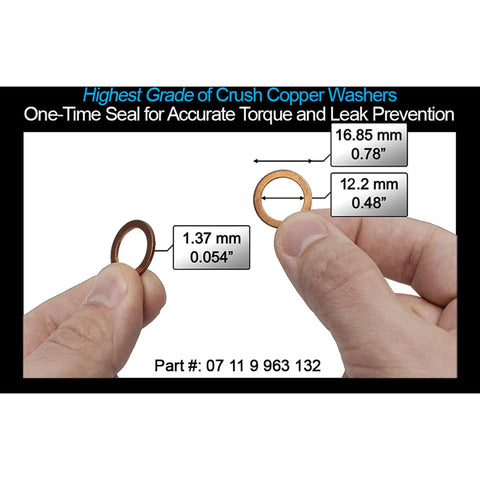 Person holding Copper Oil Drain Plug Washers 12mm Crush Gaskets For Leak Proof Sealing Oil Plug Seal Kit For BMW 07 11 9 963 132 M12