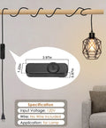 Snag This Hella Useful 2 Pack Black Cord Lamp Dimmer Switch, Full Range Rotary Brightness Control, showing dimmer switch and hanging light.