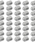 Forty Piece Heavy Duty Stainless Steel Press Fit Ball Plungers arranged in rows, showing smooth cylindrical design for precision use.