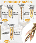 60 Pcs Self Drilling Anchors And Screws Kit For Heavy Duty Wall Mounting No Drill Required With product sizes displayed