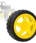 Yellow and black wheel from Dual H Bridge Motor Driver Board Kit For Arduino With Four DC Motors And Smart Car Wheels Two Motor Drive Modules