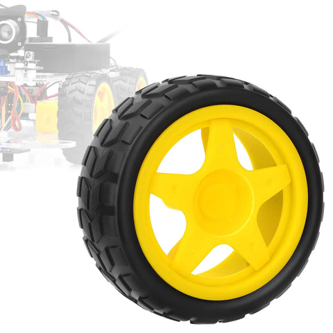 Yellow and black wheel from Dual H Bridge Motor Driver Board Kit For Arduino With Four DC Motors And Smart Car Wheels Two Motor Drive Modules